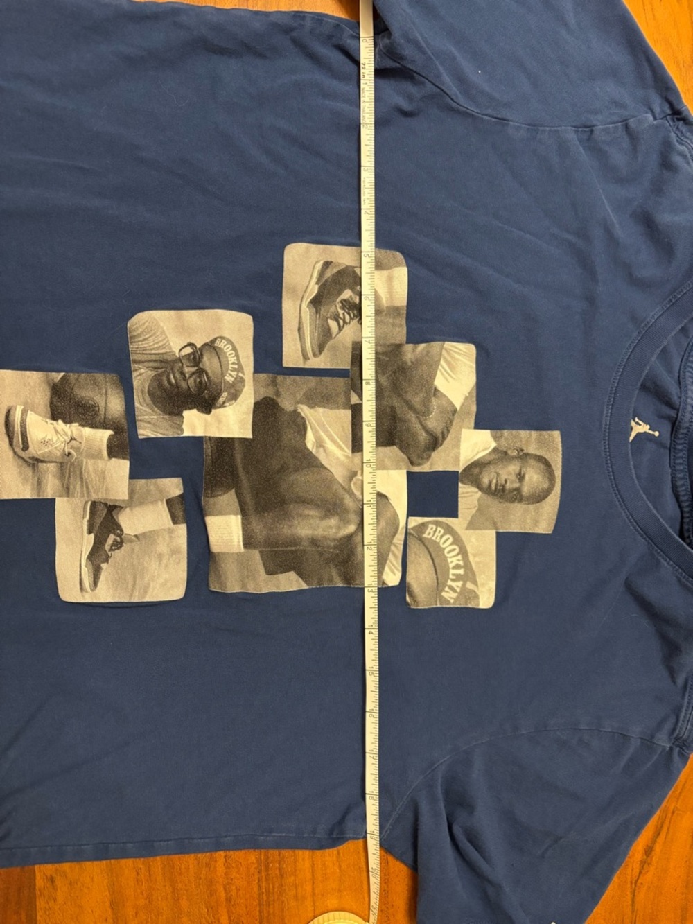 Jordan Navy Tee with Gold Jumpman Logo collage of Jordan and spike lee men’s LG